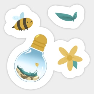 Cute Bee Lightbulb Terrarium Sticker